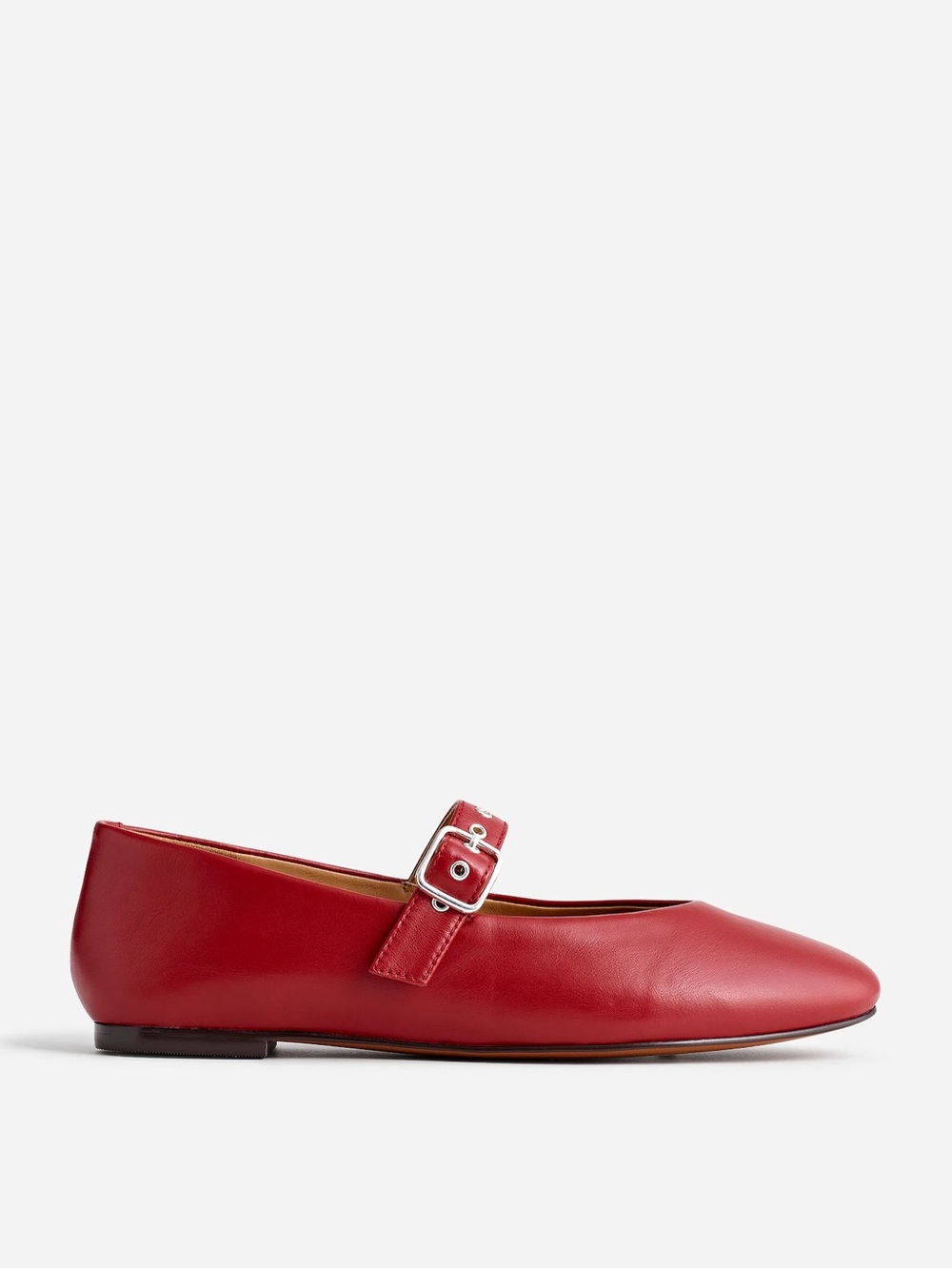 Madewell The Remy Mary Jane Flat in Ruby Port Red Leather Size 6 - Picture 2 of 10